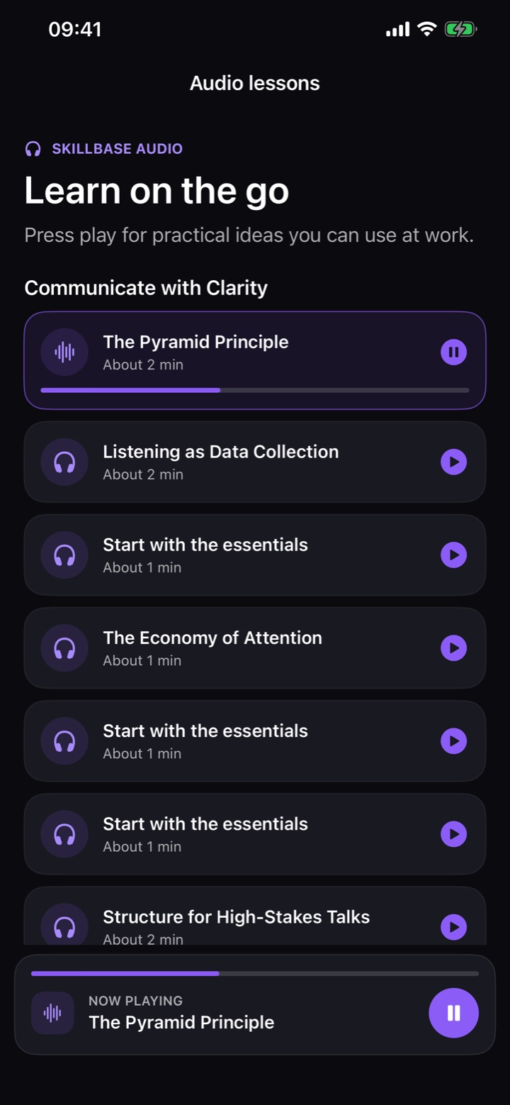 Audio lessons in Skillbase
